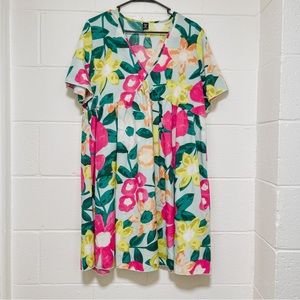 SHEIN PLUS SIZE FLORAL PRINT BUTTERFLY SLEEVE DRESS